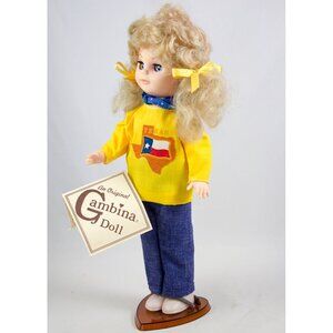 1985 Gambina "Tammy Traveler" Texas 11.5" Doll w/Stand Blonde Blue Eyes 6000/043